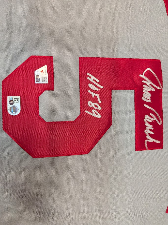 Johnny Bench Autographed " HOF 89" Gray Cincinnati Reds 1976 Mitchell and Ness Authentic Jersey