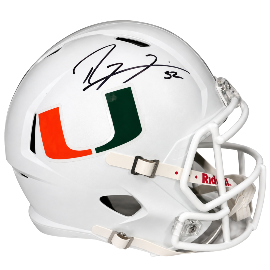 Ray Lewis Autographed Miami Hurricanes White Full-Size Replica Helmet