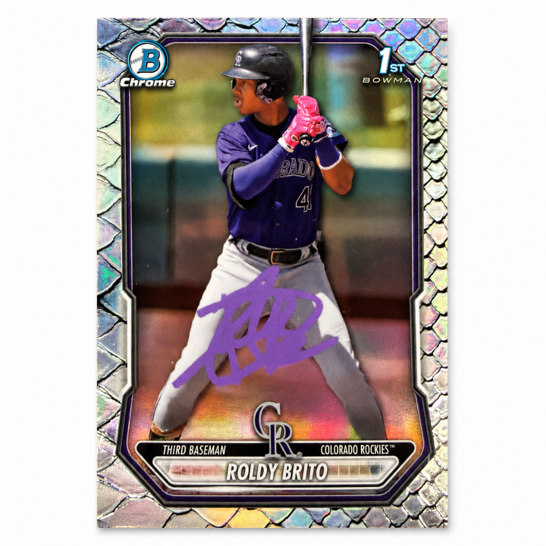 Roldy Brito Autographed 1st Bowman Refractor Reptilian Baseball Card