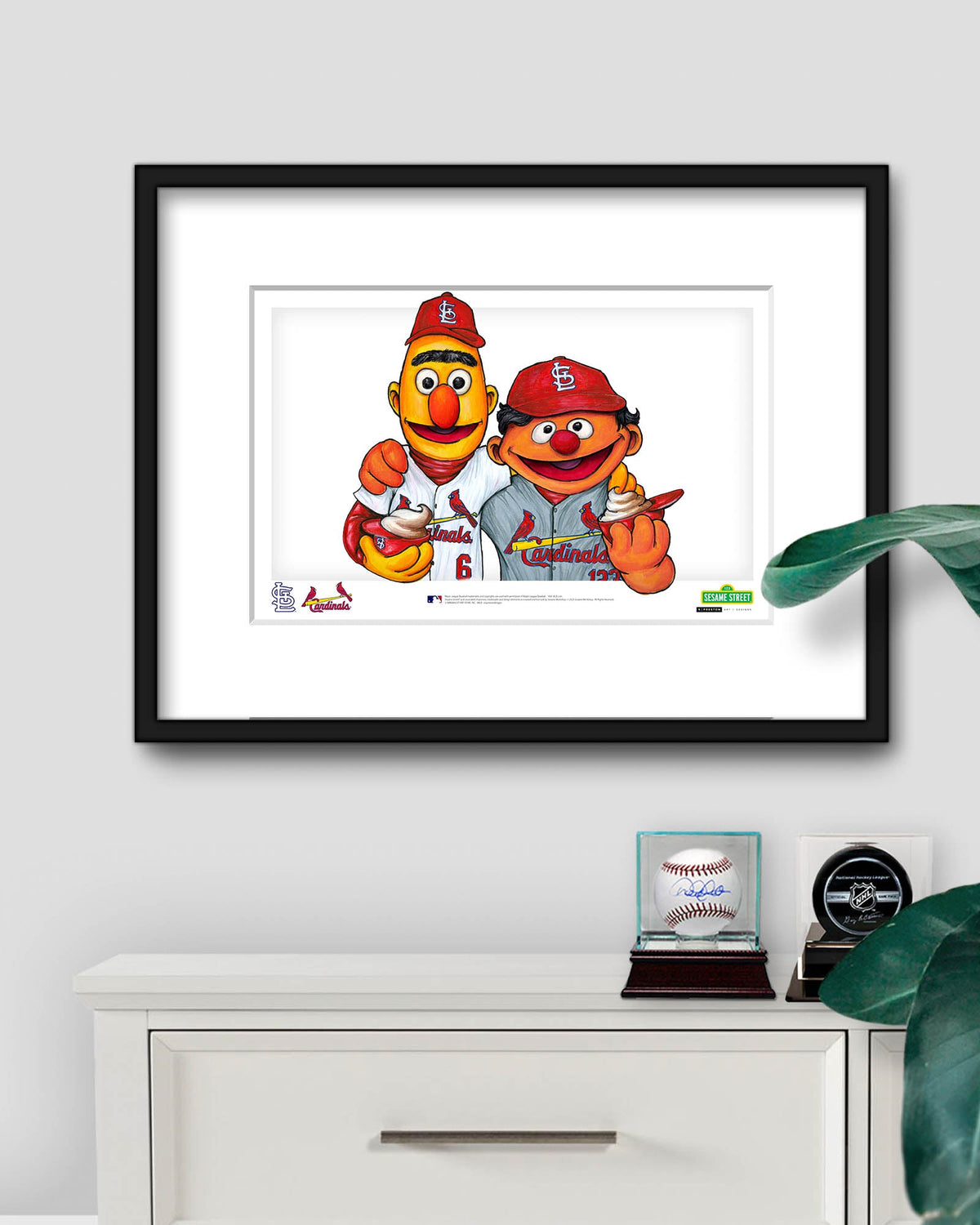 Bert and Ernie x MLB St. Louis Cardinals Art Print