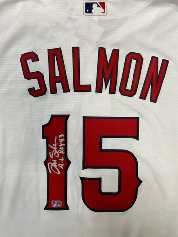 Tim Salmon Autographed "93 AL ROY" Angels Replica Jersey