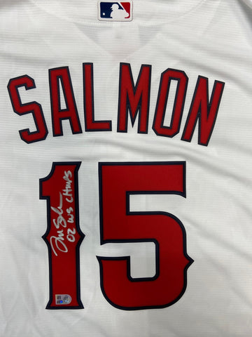 Tim Salmon Autographed "02 WS Champs" Angels Replica Jersey