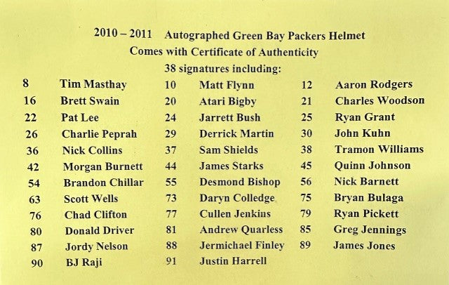 Green Bay Packers Team Signed Replica Helmet