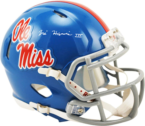 Tre Harris III Autographed Ole Miss Powder Blue Mini Helmet