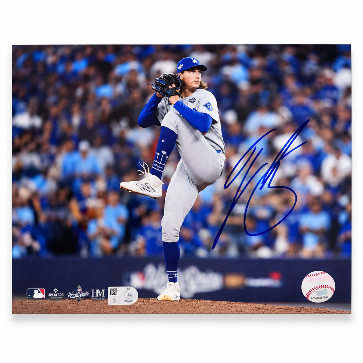 Tyler Glasnow Autographed Los Angeles Dodgers 8x10 Photo – Gray Jersey