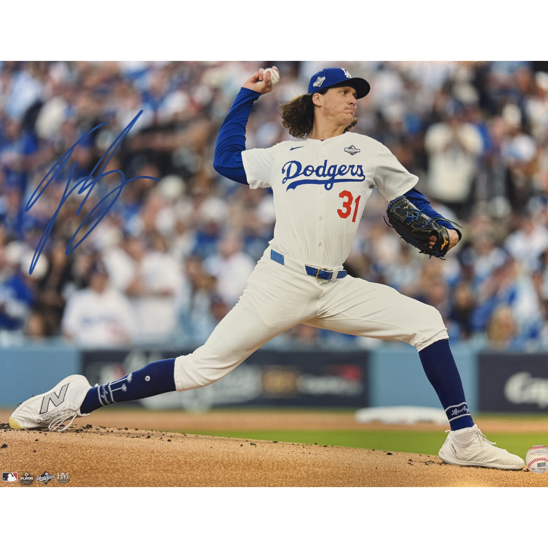 Tyler Glasnow Autographed 16x20 Photo - Pitching (White Jersey)
