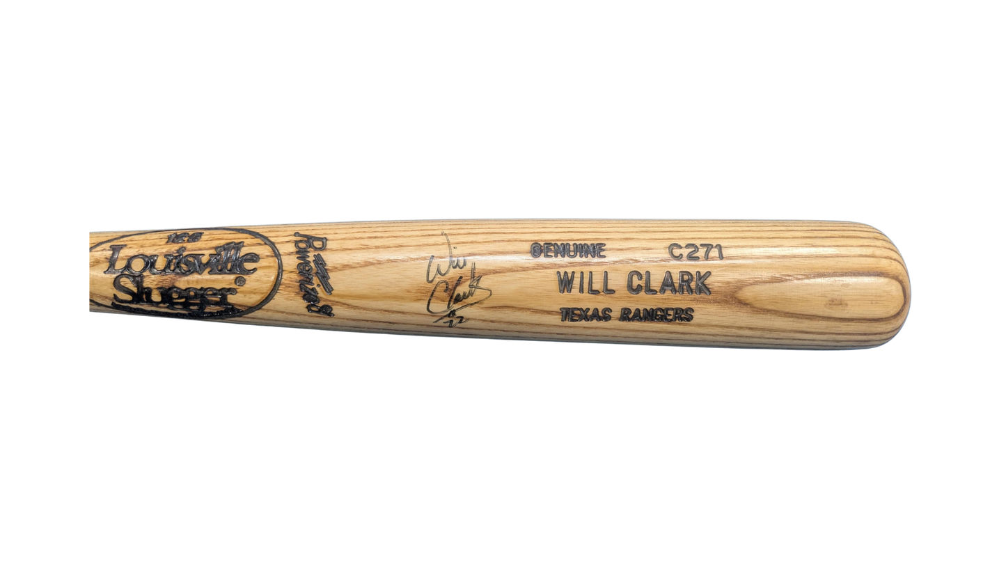 Will Clark Autographed Louisville Slugger Texas Rangers Blonde Bat (Dick Bosman's Personal Collection)