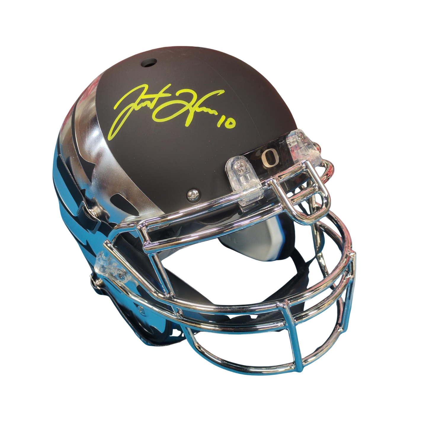 Justin Herbert Autographed Black Matte Oregon Chrome Wing Authentic Football Helmet