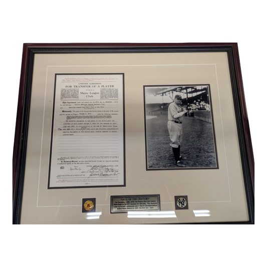 Babe Ruth Unsigned Framed Red Sox Trade Agreement 8x10 Print (Boof Bonser's Personal Collection)