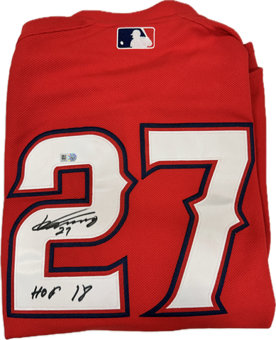 Vladimir Guerrero Sr. Autographed "HOF 18" Angels Red Batting Practice Jersey