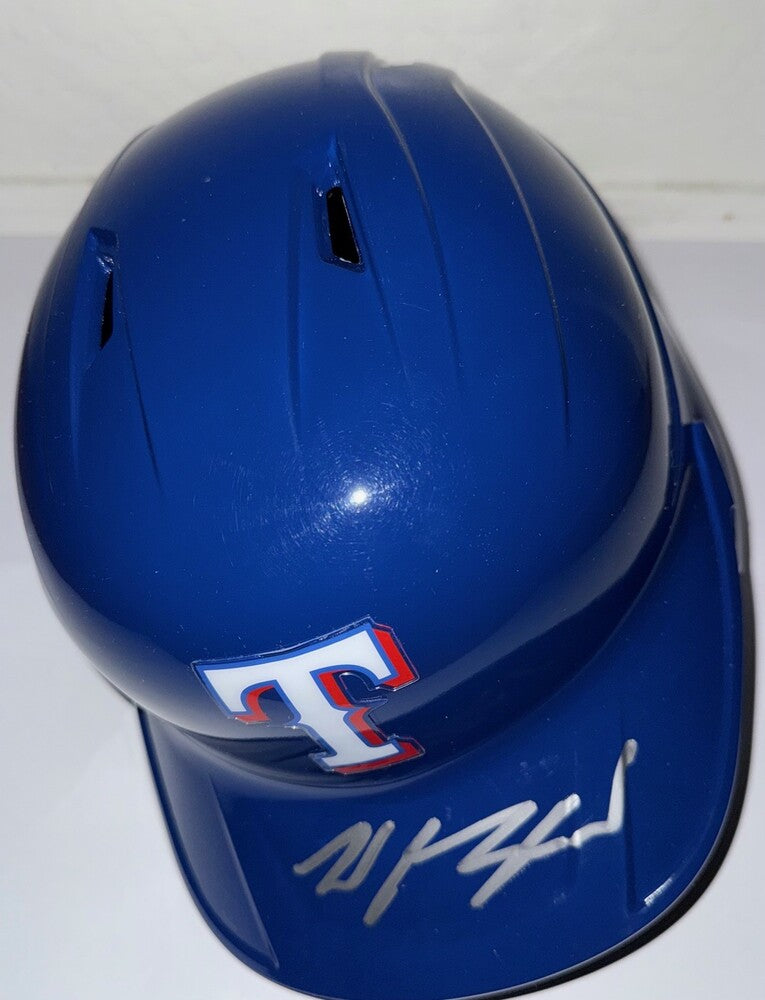 Wyatt Langford Autographed Rangers Helmet