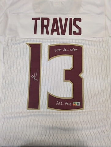 Jordan Travis Autographed "2023 ACC OPOY & ACC POY" White Custom Jersey