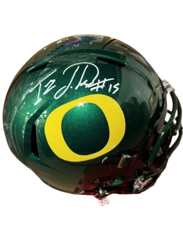 Tez Johnson Autographed Dark Green Oregon Replica Football Helmet