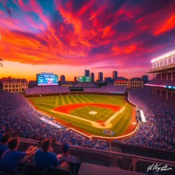 Wrigley Field 24x24 Framed Lithograph - 1 of 25