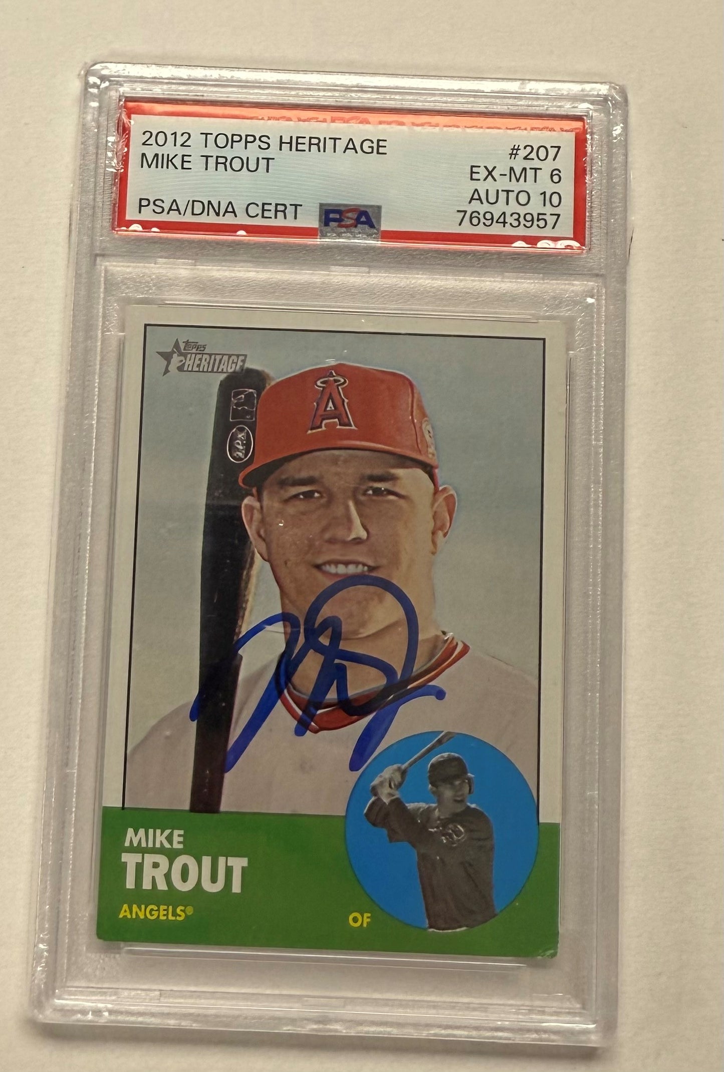 Mike Trout Autographed Topps Heritage Trading Card