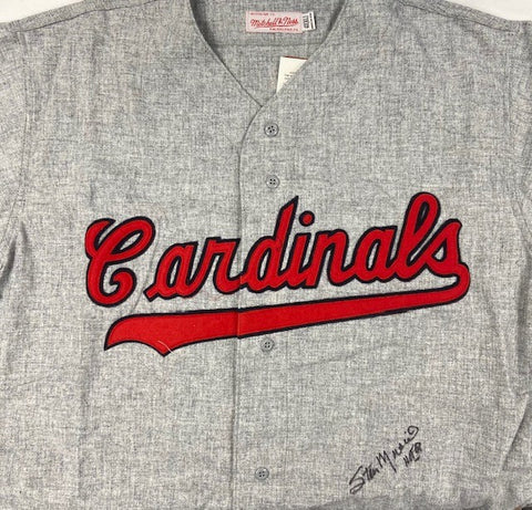 Stan Musial Autographed Cardinals Grey Mitchell & Ness Authentic Jersey - PSA/DNA Authenticated