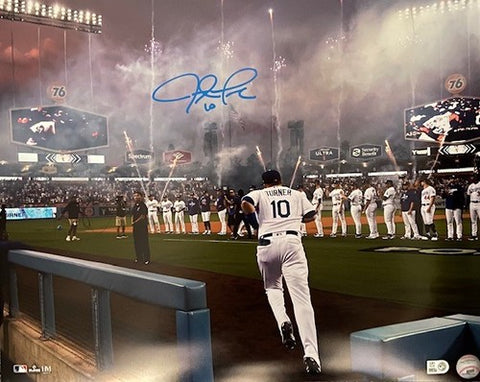 Justin Turner Autographed 16x20 - Walk On w/ Fireworks